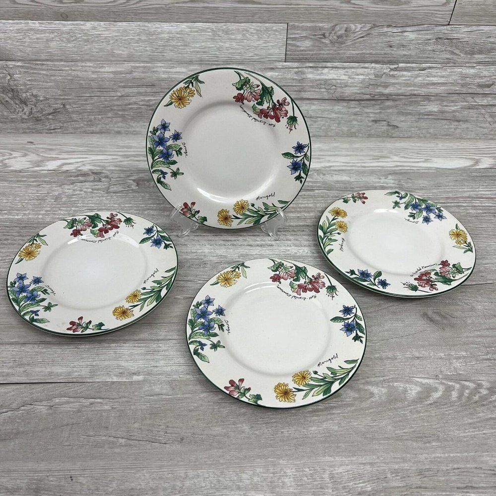 Majestic Sakura Sue Zipkin 6.5" Bread Plates Geranium 1997 Set of 4